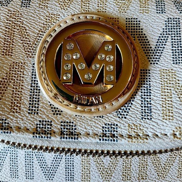 MILAN MKF Cream, Tan, And Black Vegan Crossbody Bag NEW! By Mia K WEDDING READY! - Picture 2 of 11